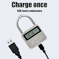 Pikkukuva 3 / 5: Aikak lukko LCD-näytöllä, USB-ladattava, aikuisille, elektroninen ajastimella silver