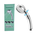 Miniatyrbilde 1 av 5: Baderom Premium Dusjhode Justerbar One-Click Vannstopp Bryter Multifunksjon Superlading Silver