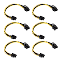 Miniatyrbillede 5 af 7: 6 stk. GPU strømkabler PCIE 6Pin til 8Pin Han til Han 20cm Strømforsyningstilbehør