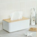 Miniatyrbilde 3 av 3: Ansiktsvevnadsboks, lokkholder med eikedeksel rektangel, Tissue Stor