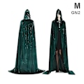 Miniatyrbillede 1 af 4: Middelalder Vampyr Fløjl Hættekappe Lang Robe Kappe Halloween Kostume _sc Green M