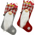 Miniatyrbillede 3 af 5: 2 STK 18 tums flanell julstrumpor Nisse Julemand Hängande presentpåse Julfest Prydnader Grå grey