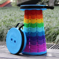 Miniatyrbilde 4 av 6: Foldbar krakk Bærbar teleskopsitte Camping Innebygd Justerbar utendørs Rainbow Blue