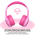 Pikkukuva 3 / 5: Bluetooth Kids -kuulokkeet mikrofonilla, langattomat kuulokkeet lapsille, 85 dB:n rajoitettu kuulosuojaus, stereokuulokkeet pojille ja tytöille (vaaleanpunainen)