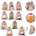 Miniatyrbilde 5 av 5: 10 stk Trekkstrengpose Burlap Gavepose Party Godteriposer Snowman-10pcs