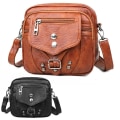Miniatyrbillede 1 af 5: Vintage Håndtaske til Kvinder Lædertaske Skuldertaske Flere Lommer Cross Body Brown
