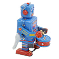 Miniatyrbillede 3 af 7: Urværks Trommerobot Legetøj Blik Retro Håndlavet Tromme Optræksrobot til Børn Voksen Samling