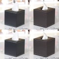Miniatyrbillede 4 af 5: Vævæskeskrinholder, Vævæskeskrin Cover Serviettholder PU Læder Vævæskespender Ansigts Vævæskeskrin til hjemmekontor Bil Vævæskeskrin Cover (sort)