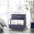 Miniatyrbillede 5 af 5: Magasinholder i metal PU-læder, avisstativ, metalmagasin