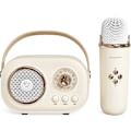 Miniatyrbild 1 av 5: Mini karaokemaskin, karaokemaskin för barn och vuxna, söt karaoke med set , bärbar Bluetooth högtalare med mikrofon, retro handhållen Yellow