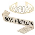 Miniatyrbilde 1 av 2: Kvinner glitrende Rhinestone Brev Trykk Sash Tiara Sett bursdag Gyllene 80 år gammal