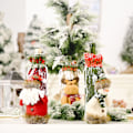 Miniatyrbillede 2 af 5: 3×Juleflaskeholder, strikket falsk bark, julevinpose