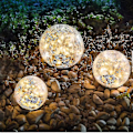Miniatyrbillede 1 af 5: Have Solcellelys, Sprækket Glaskugle Vandafvisende Varmt Hvid Led