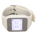 Miniatyrbillede 3 af 6: Ur Pager LCD Kalender Display Én Knap Alarm Vibration Trådløst Kaldesystem til Catering Fabrikker EU Stik Hvid