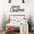 Miniatyrbilde 5 av 5: Pakke med 4 juleputetrekk God jul for dekorative trekk i sofa soverom
