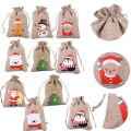 Miniatyrbilde 3 av 5: 10 stk Trekkstrengpose Burlap Gavepose Party Godteriposer Random pattern-10pcs