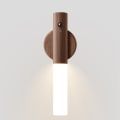 Miniatyrbild 1 av 4: LED batteri vägglampa trä med rörelsesensor trådlös lampa Valnöt