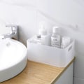 Miniatyrbillede 3 af 5: Opbevaringsboks med frostet rum i plast, kosmetik til skrivebordet White Double（15.5*11*12cm）