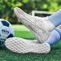 Miniatyrbillede 5 af 5: Herrefodboldsko Skridsikre mænds fodboldsko, græsfodboldsneakers 2L20167-1 White 37