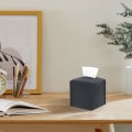 Miniatyrbilde 5 av 5: Vevboksdeksel, Svart Vevboksholder, Moderne PU-Lær Kvadratisk Vevboks, Delikat Dekorativ Vevboksarrangør