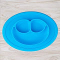 Miniatyrbillede 4 af 5: Børnetallerken Silikone tallerken til småbørn Bordbakke Face Non-slip Blue