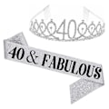 Miniatyrbilde 1 av 2: Kvinner glitrende Rhinestone Brev Trykk Sash Tiara Sett bursdag Silver 40 år gammal