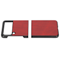 Miniatyrbillede 5 af 7: Læder Hard Case til Samsung Galaxy Z Flip 3 Mobiltelefon Stødsikker Anti Rids Cover Rød
