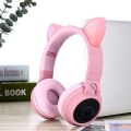 Pikkukuva 3 / 5: Langattomat Bluetooth-lapsikännet, Kissan korvat Bluetooth Langattomat/langalliset kuulokkeet, LED-valot Langattomat Lapsikännet Over Ear Mikrofonilla Pink