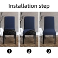 Miniatyrbild 5 av 5: Matstolsöverdrag Stretchstolsöverdrag Mjuk stol Slipcover Stolöverdrag för matsal Set om 4 blue
