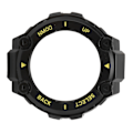 Miniatyrbild 2 av 7: Plastskyddsfodral för Amazfit TRex Klocka Kant Stötfångare Skyddande Skalram (Svart Skal Gul Text)