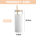Miniatyrbillede 2 af 5: 500ml enkeltlags halmkop i glas med bambulåg, glas white
