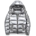 Miniatyrbilde 1 av 2: Blank dunjakke Vinterjakke Ståkrage dunjakke med hette Silver L