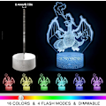 Miniatyrbillede 3 af 5: WJ 3D Illusion Natlampe Drage LED Bordlampe med Fjernbetjening 16 Farveændring til Hjemindretning Fødselsdag - WELLNGS eldsprutande drake