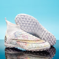 Miniatyrbillede 3 af 5: Herre-fodboldsko Skridsikre fodboldsko Klamper græsfodboldsneakers Yj068 White 44