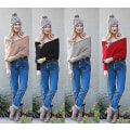 Miniatyrbilde 3 av 5: 1-delt strikket sjal skjerf Langarmet Unisex Cape Genser Wrap