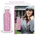 Miniatyrbilde 2 av 4: 350ml 500ml Gjenbrukbar Bling Diamond termosflasker Bærbar glitter strass vannflaske rustfritt stål termisk 750ml Pink