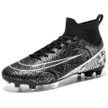 Miniatyrbillede 1 af 5: Fodboldstøvler til mænd Anti-slip Fodboldstøvler Knopper Græs Fodbold Sneakers 3A1126A Black 45