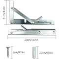 Miniatyrbillede 5 af 5: 2 stk. Foldbare Beslag, 200mm Foldbar Væghylde, Rustfrit Stål Foldhylde, Foldbeslag, Beslag, Vægfællbar Hylde Til Væggen