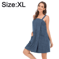 Miniatyrbilde 1 av 5: Badehåndklær for damer med stropper Pocket Spa Håndkle Badekåpe Blue Grey XL