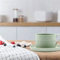 Miniatyrbilde 4 av 5: 250 ml keramisk kaffekopp med fat, ensfarget tekopp og green