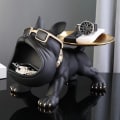 Miniatyrbilde 4 av 5: Fransk Bulldog Statue Ornament, Resin Nøkkelskål for Ganger Fransk Bulldog Skulptur Gave Dekorative Hjemtilbehør (Svart)