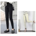 Miniatyrbilde 2 av 5: Tykke Leggings for kvinner med høy midje, smale bukser, fleecefôrede Leggings lysegrå light  gray L
