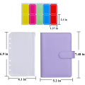 Miniatyrbillede 2 af 4: 12 stk. A6 ringbindslommer løsbladsposer 6 ringbind Kontant budgetkonvoluttersystem, A6 Pu læderbindssæt Purple