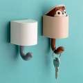 Pikkukuva 5 / 5: 2ST Creative Squirrel Wall Krok Nyckelhållare, Barn Söta Väggkrokar för upphängning, självhäftande duschhanddukskrokar för badrum Väggmonterade, grå