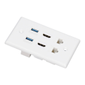Miniatyrbillede 7 af 7: 6 Port Vægplade 2xHD Multimedie Interface 2xCat6 2xUSB3.0 RJ45 Ethernet Vægplade til HDTV Projektor Computer