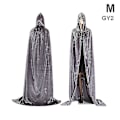 Miniatyrbillede 1 af 4: Middelalder Vampyr Fløjl Hættekappe Lang Robe Kappe Halloween Kostume _sc Gray S
