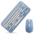 Miniatyrbillede 2 af 5: Trådløst tastatur og mus kombination 83 taster Moderigtigt bikubeformet 2,4 GHz udgangsfri forbindelse og ergonomisk design (blå)