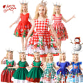 Miniatyrbilde 4 av 5: Princess Jentekjole for juleselskap og bursdagsfest red white 130