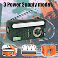 Miniatyrbild 4 av 7: Bärbar Solcellsdriven Vevradio AM FM WB Multiband Dynamoradio med 2000 mAh Powerbank SOS Alarmfunktion för Camping Resor Nödsituationer