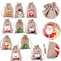 Miniatyrbilde 4 av 5: 10 stk Trekkstrengpose Burlap Gavepose Party Godteriposer Snowman-10pcs